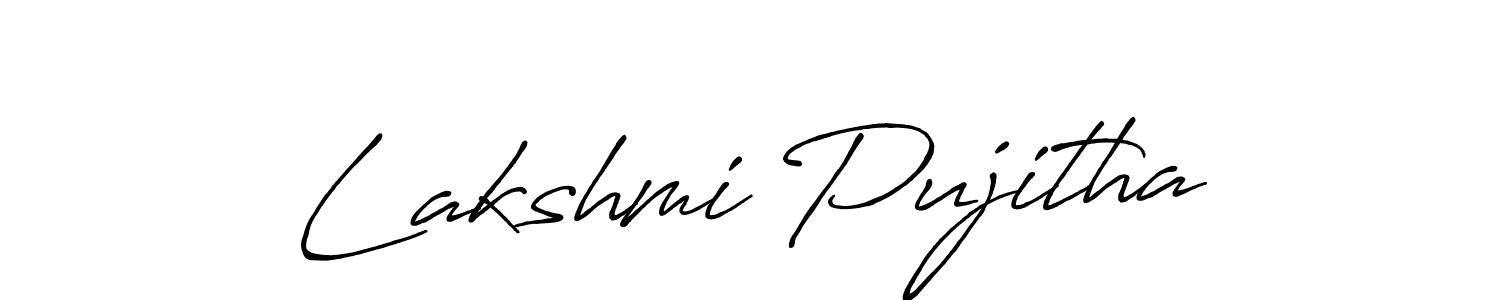 Also we have Lakshmi Pujitha name is the best signature style. Create professional handwritten signature collection using Antro_Vectra_Bolder autograph style. Lakshmi Pujitha signature style 7 images and pictures png