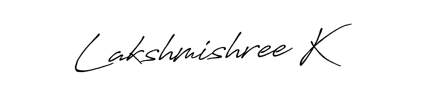 The best way (Antro_Vectra_Bolder) to make a short signature is to pick only two or three words in your name. The name Lakshmishree K include a total of six letters. For converting this name. Lakshmishree K signature style 7 images and pictures png