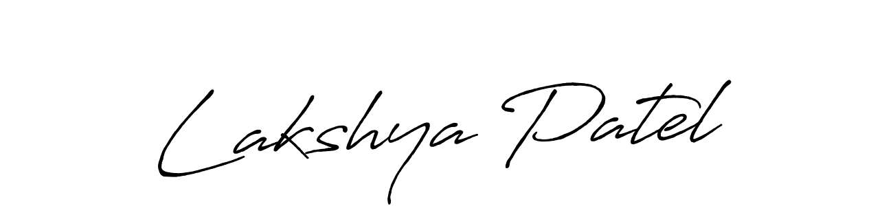 How to make Lakshya Patel name signature. Use Antro_Vectra_Bolder style for creating short signs online. This is the latest handwritten sign. Lakshya Patel signature style 7 images and pictures png