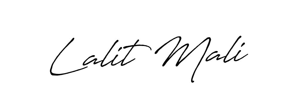 How to make Lalit Mali name signature. Use Antro_Vectra_Bolder style for creating short signs online. This is the latest handwritten sign. Lalit Mali signature style 7 images and pictures png