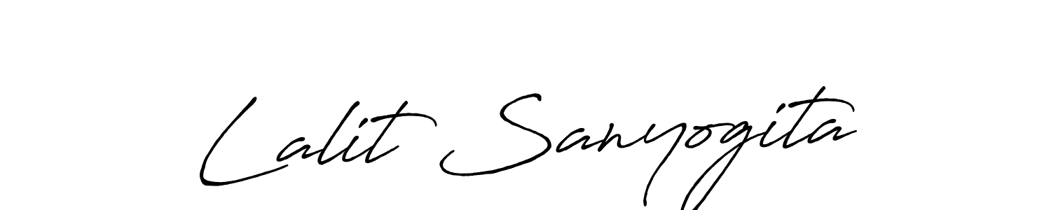 How to make Lalit Sanyogita name signature. Use Antro_Vectra_Bolder style for creating short signs online. This is the latest handwritten sign. Lalit Sanyogita signature style 7 images and pictures png