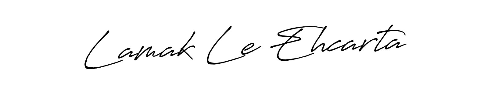 This is the best signature style for the Lamak Le Ehcarta name. Also you like these signature font (Antro_Vectra_Bolder). Mix name signature. Lamak Le Ehcarta signature style 7 images and pictures png