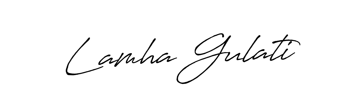 Design your own signature with our free online signature maker. With this signature software, you can create a handwritten (Antro_Vectra_Bolder) signature for name Lamha Gulati. Lamha Gulati signature style 7 images and pictures png