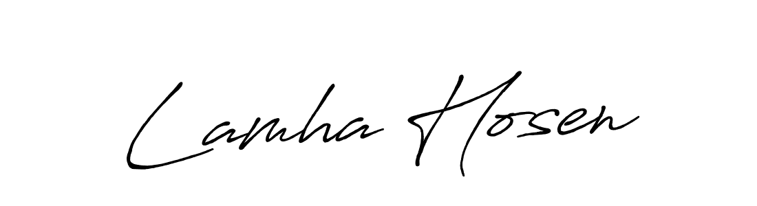 Create a beautiful signature design for name Lamha Hosen. With this signature (Antro_Vectra_Bolder) fonts, you can make a handwritten signature for free. Lamha Hosen signature style 7 images and pictures png