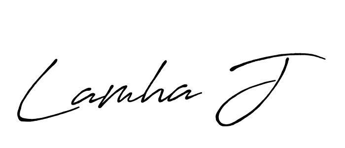 Make a beautiful signature design for name Lamha J. With this signature (Antro_Vectra_Bolder) style, you can create a handwritten signature for free. Lamha J signature style 7 images and pictures png