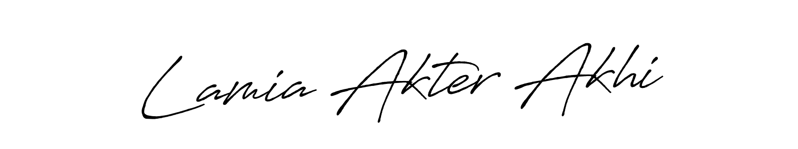 Similarly Antro_Vectra_Bolder is the best handwritten signature design. Signature creator online .You can use it as an online autograph creator for name Lamia Akter Akhi. Lamia Akter Akhi signature style 7 images and pictures png
