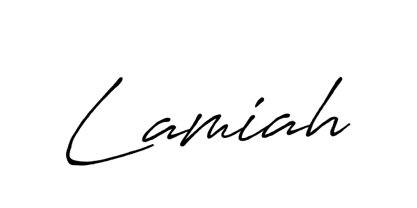 You should practise on your own different ways (Antro_Vectra_Bolder) to write your name (Lamiah) in signature. don't let someone else do it for you. Lamiah signature style 7 images and pictures png