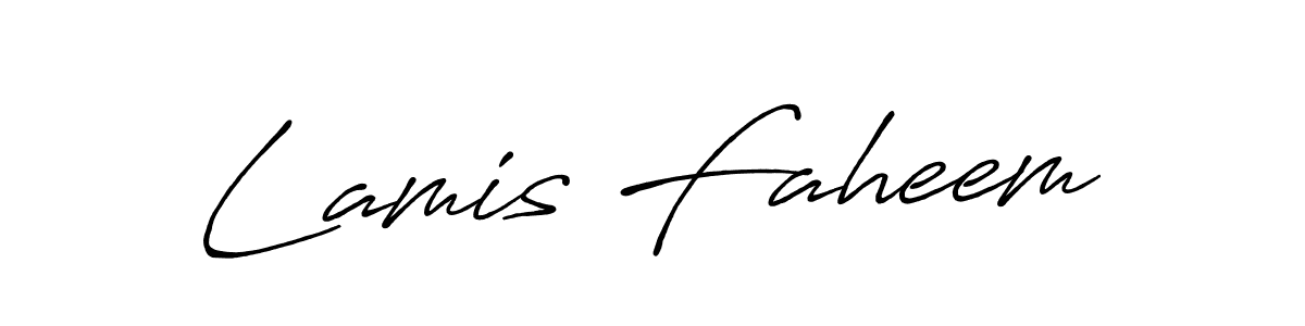 Design your own signature with our free online signature maker. With this signature software, you can create a handwritten (Antro_Vectra_Bolder) signature for name Lamis Faheem. Lamis Faheem signature style 7 images and pictures png