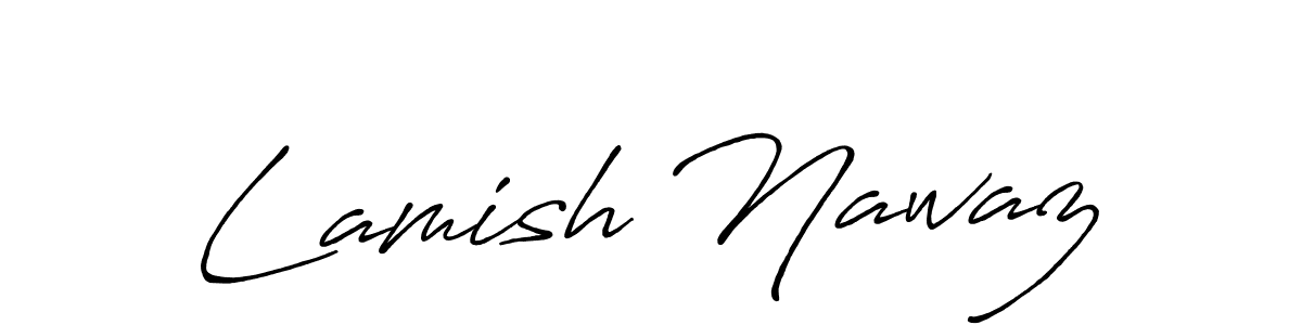 Design your own signature with our free online signature maker. With this signature software, you can create a handwritten (Antro_Vectra_Bolder) signature for name Lamish Nawaz. Lamish Nawaz signature style 7 images and pictures png