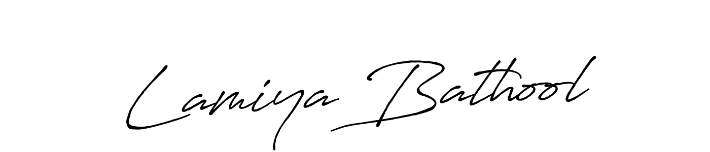 Use a signature maker to create a handwritten signature online. With this signature software, you can design (Antro_Vectra_Bolder) your own signature for name Lamiya Bathool. Lamiya Bathool signature style 7 images and pictures png