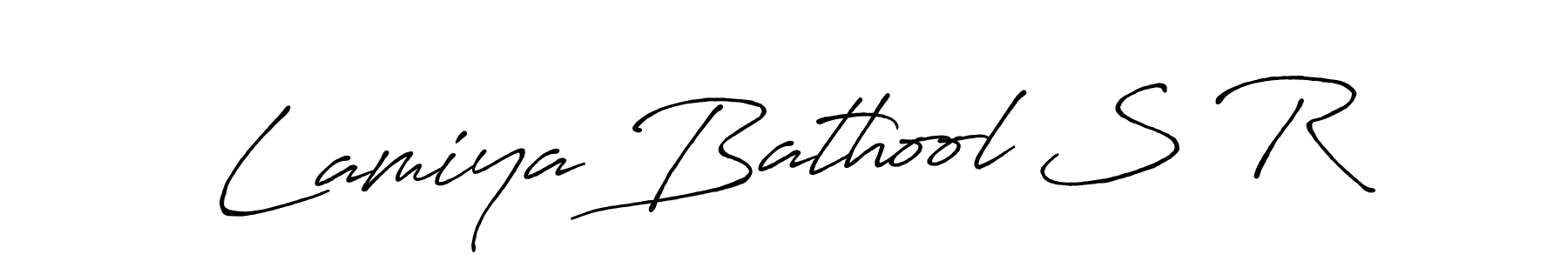 Make a beautiful signature design for name Lamiya Bathool S R. With this signature (Antro_Vectra_Bolder) style, you can create a handwritten signature for free. Lamiya Bathool S R signature style 7 images and pictures png