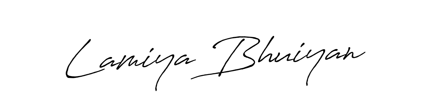 Make a beautiful signature design for name Lamiya Bhuiyan. With this signature (Antro_Vectra_Bolder) style, you can create a handwritten signature for free. Lamiya Bhuiyan signature style 7 images and pictures png