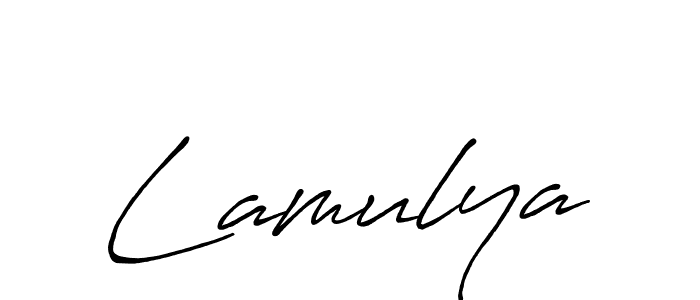 Use a signature maker to create a handwritten signature online. With this signature software, you can design (Antro_Vectra_Bolder) your own signature for name Lamulya. Lamulya signature style 7 images and pictures png