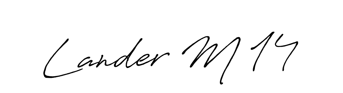 The best way (Antro_Vectra_Bolder) to make a short signature is to pick only two or three words in your name. The name Lander M 14 include a total of six letters. For converting this name. Lander M 14 signature style 7 images and pictures png