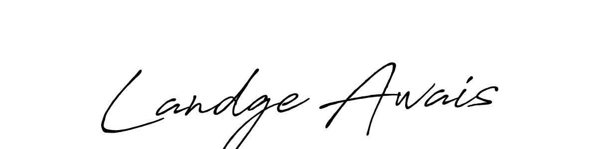 How to make Landge Awais name signature. Use Antro_Vectra_Bolder style for creating short signs online. This is the latest handwritten sign. Landge Awais signature style 7 images and pictures png