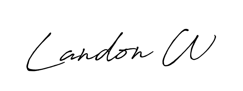 Create a beautiful signature design for name Landon W. With this signature (Antro_Vectra_Bolder) fonts, you can make a handwritten signature for free. Landon W signature style 7 images and pictures png