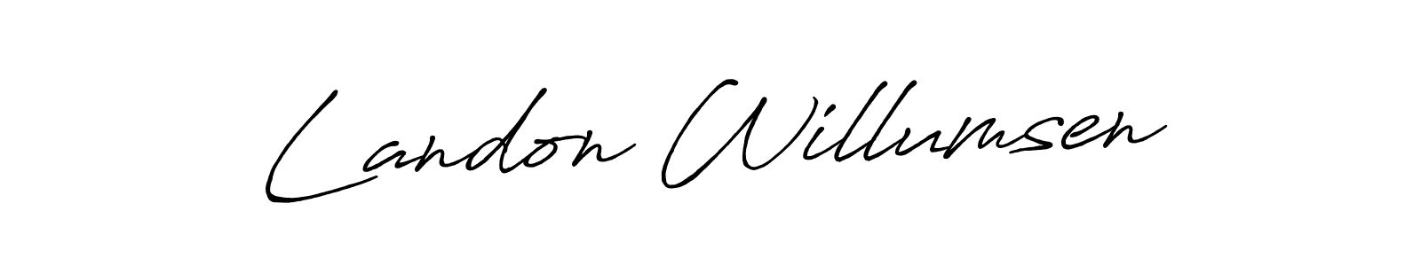 It looks lik you need a new signature style for name Landon Willumsen. Design unique handwritten (Antro_Vectra_Bolder) signature with our free signature maker in just a few clicks. Landon Willumsen signature style 7 images and pictures png