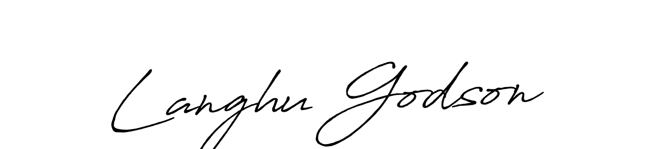 Langhu Godson stylish signature style. Best Handwritten Sign (Antro_Vectra_Bolder) for my name. Handwritten Signature Collection Ideas for my name Langhu Godson. Langhu Godson signature style 7 images and pictures png