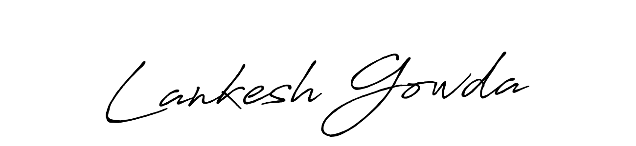 How to make Lankesh Gowda name signature. Use Antro_Vectra_Bolder style for creating short signs online. This is the latest handwritten sign. Lankesh Gowda signature style 7 images and pictures png
