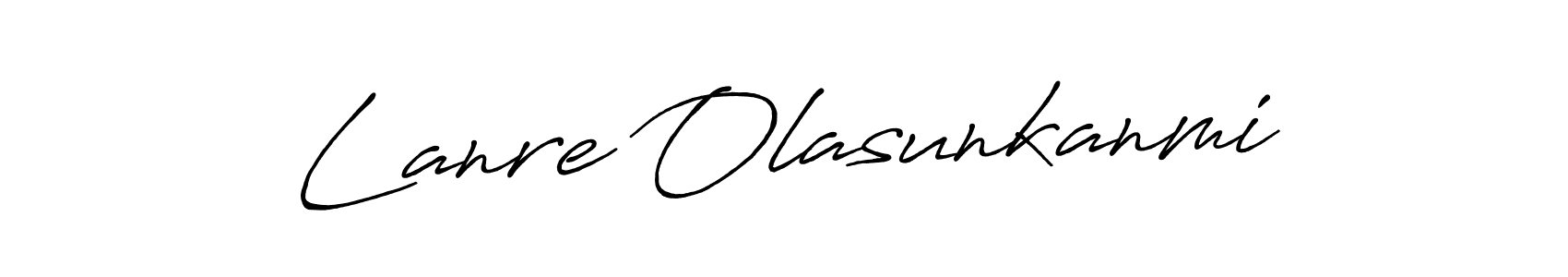 How to make Lanre Olasunkanmi name signature. Use Antro_Vectra_Bolder style for creating short signs online. This is the latest handwritten sign. Lanre Olasunkanmi signature style 7 images and pictures png