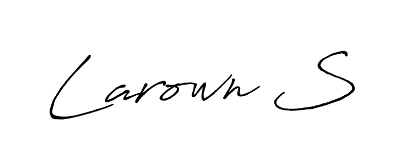 The best way (Antro_Vectra_Bolder) to make a short signature is to pick only two or three words in your name. The name Larown S include a total of six letters. For converting this name. Larown S signature style 7 images and pictures png