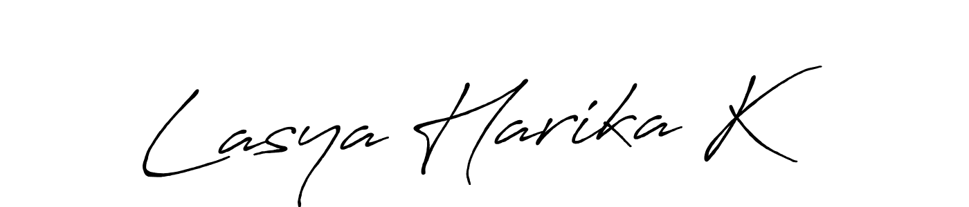 Create a beautiful signature design for name Lasya Harika K. With this signature (Antro_Vectra_Bolder) fonts, you can make a handwritten signature for free. Lasya Harika K signature style 7 images and pictures png