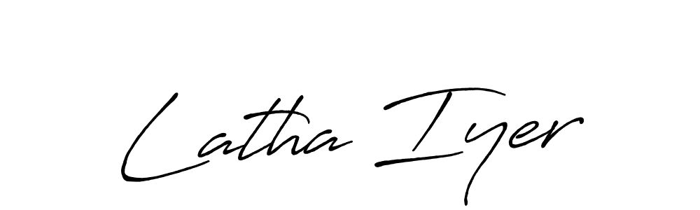 The best way (Antro_Vectra_Bolder) to make a short signature is to pick only two or three words in your name. The name Latha Iyer include a total of six letters. For converting this name. Latha Iyer signature style 7 images and pictures png