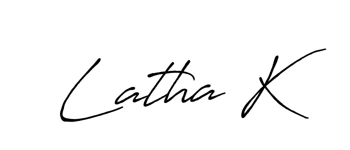 How to make Latha K name signature. Use Antro_Vectra_Bolder style for creating short signs online. This is the latest handwritten sign. Latha K signature style 7 images and pictures png
