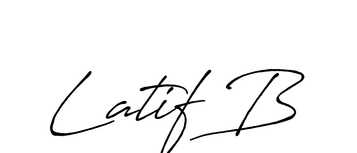 How to make Latif B name signature. Use Antro_Vectra_Bolder style for creating short signs online. This is the latest handwritten sign. Latif B signature style 7 images and pictures png