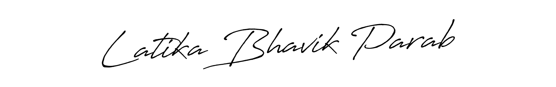 How to make Latika Bhavik Parab name signature. Use Antro_Vectra_Bolder style for creating short signs online. This is the latest handwritten sign. Latika Bhavik Parab signature style 7 images and pictures png