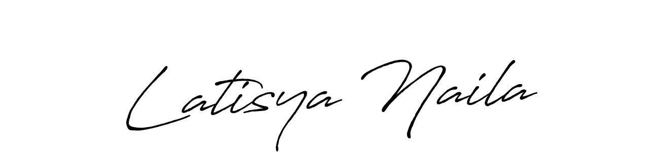 How to make Latisya Naila name signature. Use Antro_Vectra_Bolder style for creating short signs online. This is the latest handwritten sign. Latisya Naila signature style 7 images and pictures png