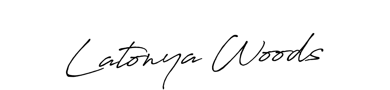 How to make Latonya Woods name signature. Use Antro_Vectra_Bolder style for creating short signs online. This is the latest handwritten sign. Latonya Woods signature style 7 images and pictures png