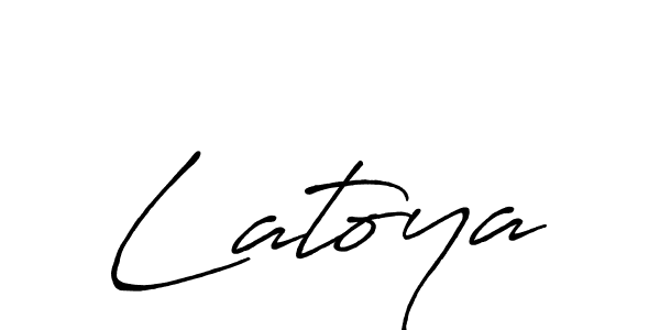 Make a beautiful signature design for name Latoya. With this signature (Antro_Vectra_Bolder) style, you can create a handwritten signature for free. Latoya signature style 7 images and pictures png