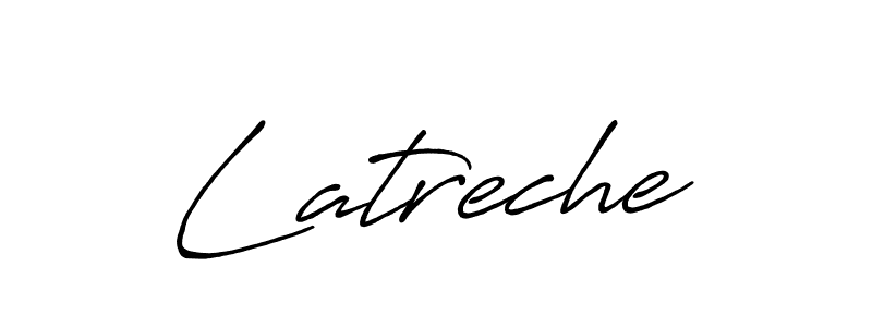 if you are searching for the best signature style for your name Latreche. so please give up your signature search. here we have designed multiple signature styles  using Antro_Vectra_Bolder. Latreche signature style 7 images and pictures png