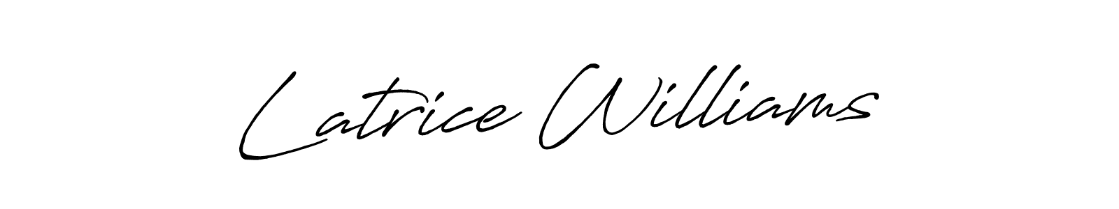 Antro_Vectra_Bolder is a professional signature style that is perfect for those who want to add a touch of class to their signature. It is also a great choice for those who want to make their signature more unique. Get Latrice Williams name to fancy signature for free. Latrice Williams signature style 7 images and pictures png