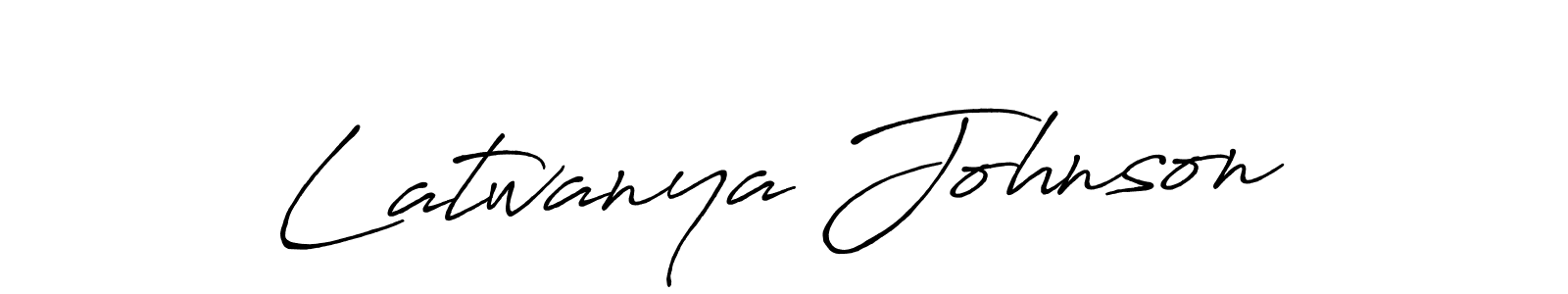 How to make Latwanya Johnson name signature. Use Antro_Vectra_Bolder style for creating short signs online. This is the latest handwritten sign. Latwanya Johnson signature style 7 images and pictures png