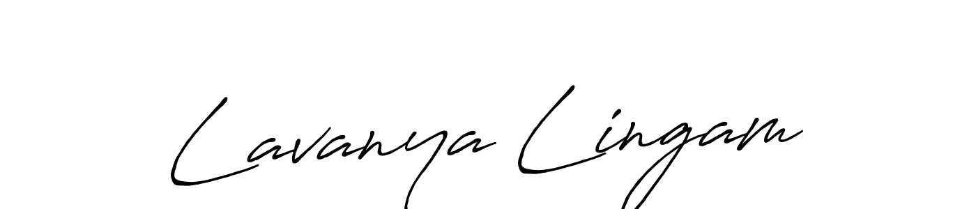 Antro_Vectra_Bolder is a professional signature style that is perfect for those who want to add a touch of class to their signature. It is also a great choice for those who want to make their signature more unique. Get Lavanya Lingam name to fancy signature for free. Lavanya Lingam signature style 7 images and pictures png