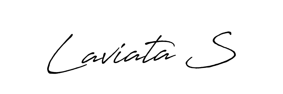 How to make Laviata S name signature. Use Antro_Vectra_Bolder style for creating short signs online. This is the latest handwritten sign. Laviata S signature style 7 images and pictures png