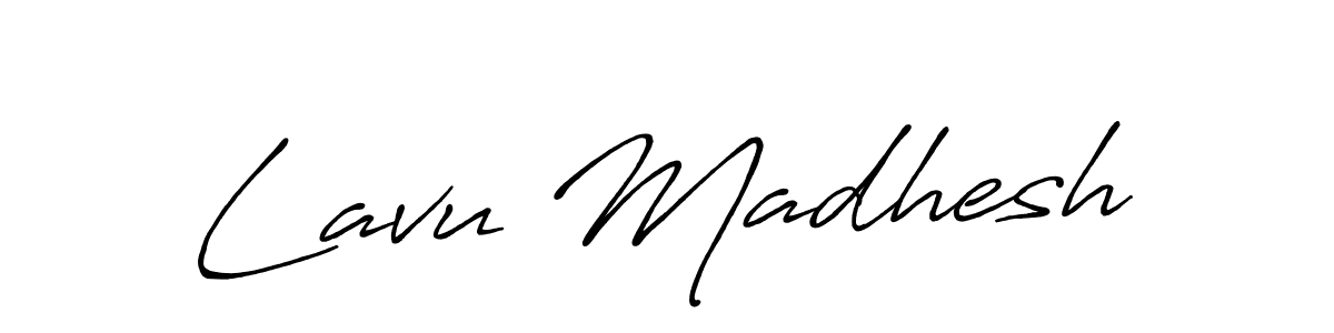 How to make Lavu Madhesh name signature. Use Antro_Vectra_Bolder style for creating short signs online. This is the latest handwritten sign. Lavu Madhesh signature style 7 images and pictures png