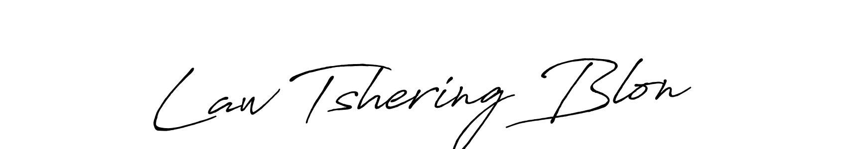 How to make Law Tshering Blon name signature. Use Antro_Vectra_Bolder style for creating short signs online. This is the latest handwritten sign. Law Tshering Blon signature style 7 images and pictures png