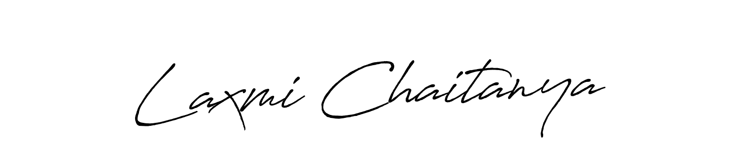 How to make Laxmi Chaitanya name signature. Use Antro_Vectra_Bolder style for creating short signs online. This is the latest handwritten sign. Laxmi Chaitanya signature style 7 images and pictures png