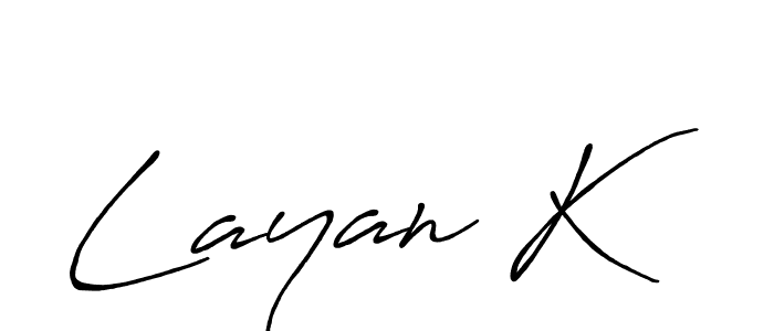 The best way (Antro_Vectra_Bolder) to make a short signature is to pick only two or three words in your name. The name Layan K include a total of six letters. For converting this name. Layan K signature style 7 images and pictures png