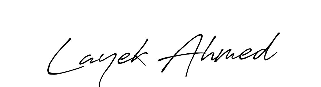 How to make Layek Ahmed name signature. Use Antro_Vectra_Bolder style for creating short signs online. This is the latest handwritten sign. Layek Ahmed signature style 7 images and pictures png