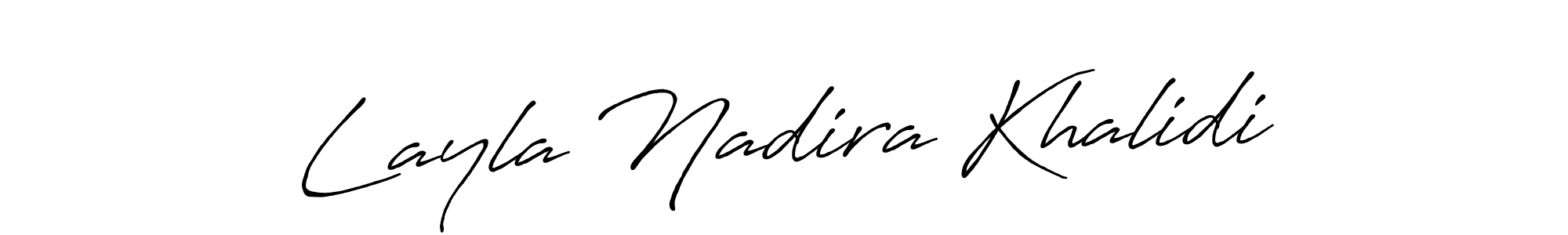 How to make Layla Nadira Khalidi name signature. Use Antro_Vectra_Bolder style for creating short signs online. This is the latest handwritten sign. Layla Nadira Khalidi signature style 7 images and pictures png