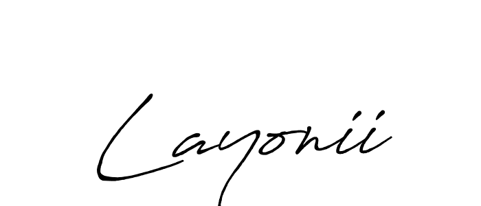 Use a signature maker to create a handwritten signature online. With this signature software, you can design (Antro_Vectra_Bolder) your own signature for name Layonii. Layonii signature style 7 images and pictures png