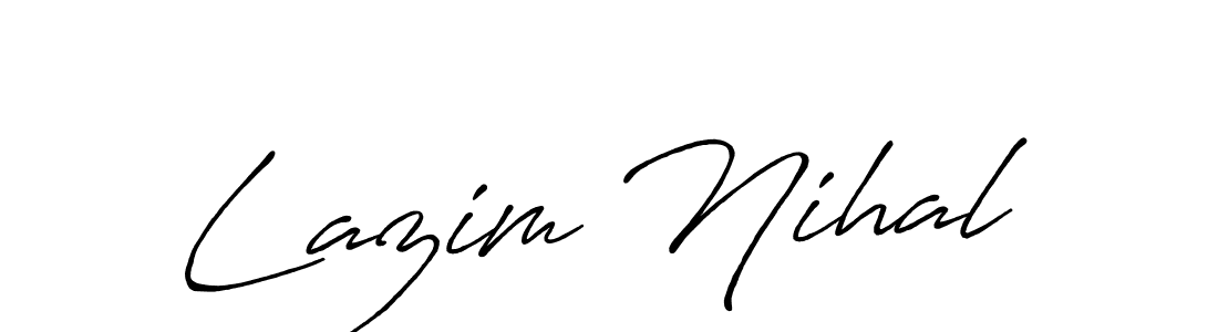 if you are searching for the best signature style for your name Lazim Nihal. so please give up your signature search. here we have designed multiple signature styles  using Antro_Vectra_Bolder. Lazim Nihal signature style 7 images and pictures png