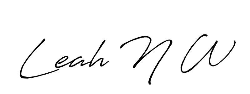 The best way (Antro_Vectra_Bolder) to make a short signature is to pick only two or three words in your name. The name Leah N W include a total of six letters. For converting this name. Leah N W signature style 7 images and pictures png