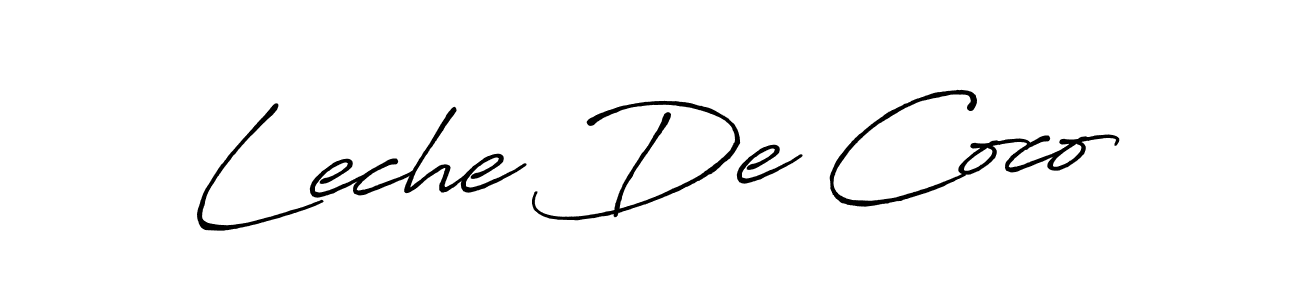 Use a signature maker to create a handwritten signature online. With this signature software, you can design (Antro_Vectra_Bolder) your own signature for name Leche De Coco. Leche De Coco signature style 7 images and pictures png