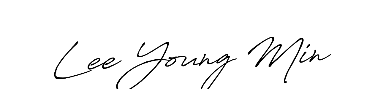 Use a signature maker to create a handwritten signature online. With this signature software, you can design (Antro_Vectra_Bolder) your own signature for name Lee Young Min. Lee Young Min signature style 7 images and pictures png