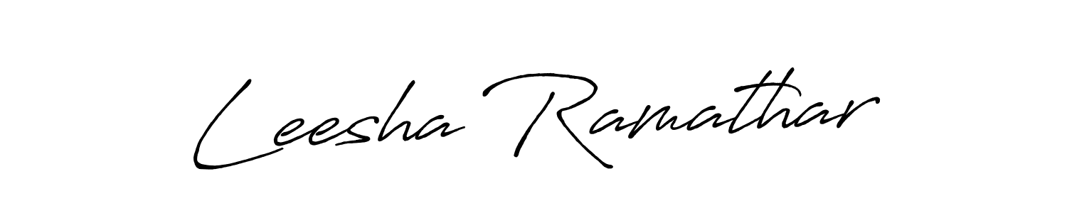 Make a beautiful signature design for name Leesha Ramathar. With this signature (Antro_Vectra_Bolder) style, you can create a handwritten signature for free. Leesha Ramathar signature style 7 images and pictures png